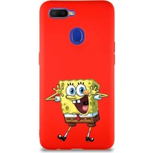 PrintiFy Oppo A12 Soft Premier Kapak Sünger Bob Tasarımlı Silikon Kılıf - Kırmızı