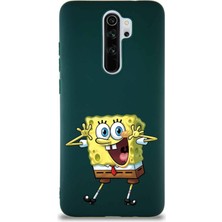 PrintiFy Xiaomi Redmi Note 8 Pro Soft Premier Kapak Sünger Bob Tasarımlı Silikon Kılıf - Yeşil