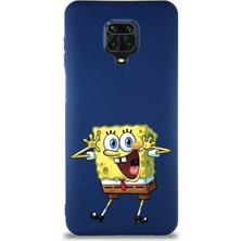 PrintiFy Xiaomi Redmi Note 9s Soft Premier Kapak Sünger Bob Tasarımlı Silikon Kılıf - Lacivert