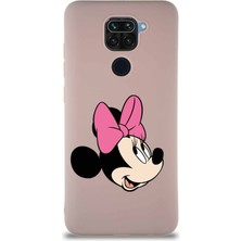 PrintiFy Xiaomi Redmi Note 9 Soft Premier Kapak Minnie Mouse-A Tasarımlı Silikon Kılıf - Pudra