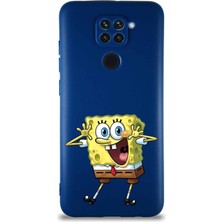 PrintiFy Xiaomi Redmi Note 9 Soft Premier Kapak Sünger Bob Tasarımlı Silikon Kılıf - Lacivert
