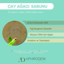 Aphrodew Çay Ağacı Yağlı Vegan Doğal Sabun - Akne ve Aktif Sivilceli Ciltler İçin Makyaj Yüz Temizleyici Arındırıcı - 100 gr