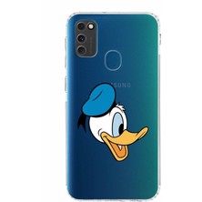 PrintiFy Samsung Galaxy M30S Kamera Korumalı Kapak Donald Duck Tasarımlı Şeffaf Kılıf