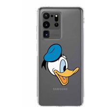 PrintiFy Samsung Galaxy S20 Ultra Kamera Korumalı Kapak Donald Duck Tasarımlı Şeffaf Kılıf