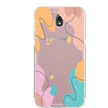 PrintiFy Samsung Galaxy J7 Pro Uyumlu Kamera Korumalı Kapak Karışık Renkler Tasarımlı Şeffaf Kılıf