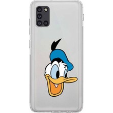 PrintiFy Samsung Galaxy A31 Kamera Korumalı Kapak Donald Duck Tasarımlı Şeffaf Kılıf