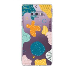 PrintiFy Samsung Galaxy Note 9 Kamera Korumalı Kapak Geometrik Şekiller Tasarımlı Şeffaf Kılıf