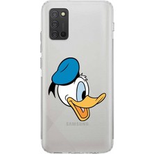 PrintiFy Samsung Galaxy A02S Kamera Korumalı Kapak Donald Duck Tasarımlı Şeffaf Kılıf