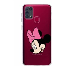 PrintiFy Samsung Galaxy M31 Kamera Korumalı Kapak Minnie Mouse Tasarımlı Şeffaf Kılıf