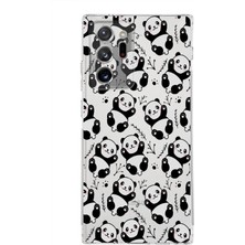 PrintiFy Samsung Galaxy Note 20 Ultra Kamera Korumalı Kapak Panda Tasarımlı Şeffaf Kılıf