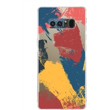 PrintiFy Samsung Galaxy Note 8 Uyumlu Kamera Korumalı Kapak Brushstroke Tasarımlı Şeffaf Kılıf