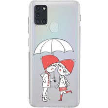 PrintiFy Samsung Galaxy A21S Kamera Korumalı Kapak Aşk Tasarımlı Şeffaf Kılıf
