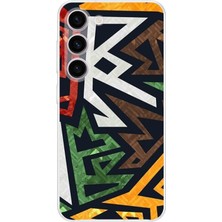 PrintiFy Samsung Galaxy S24 Plus Kamera Korumalı Kapak Soyut Grafiti Tasarımlı Şeffaf Kılıf