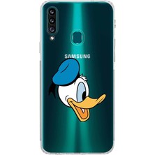 PrintiFy Samsung Galaxy A20S Kamera Korumalı Kapak Donald Duck Tasarımlı Şeffaf Kılıf