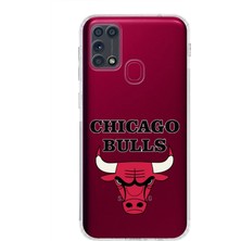 PrintiFy Samsung Galaxy M31 Uyumlu Kamera Korumalı Kapak Chicago Bulls Tasarımlı Şeffaf Kılıf
