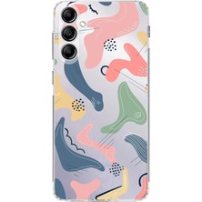 PrintiFy Samsung Galaxy M34 Uyumlu Kamera Korumalı Kapak Abstract Tasarımlı Şeffaf Kılıf