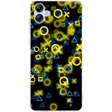 PrintiFy Samsung Galaxy A04E Kamera Korumalı Kapak Semboller Tasarımlı Şeffaf Kılıf
