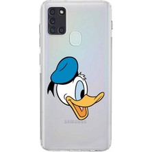 PrintiFy Samsung Galaxy A21S Kamera Korumalı Kapak Donald Duck Tasarımlı Şeffaf Kılıf