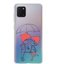PrintiFy Samsung Galaxy Note 10 Lite Uyumlu Kamera Korumalı Kapak Aşk Tasarımlı Şeffaf Silikon Kılıf
