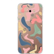 PrintiFy Samsung Galaxy J4 Plus Uyumlu Kamera Korumalı Kapak Abstract Tasarımlı Şeffaf Kılıf