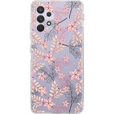 PrintiFy Samsung Galaxy A13 Kamera Korumalı Kapak Floral Kırmızı Tasarımlı Şeffaf Kılıf