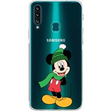 PrintiFy Samsung Galaxy A20S Kamera Korumalı Kapak Mickey Mouse Tasarımlı Şeffaf Kılıf