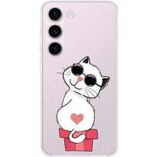 PrintiFy Samsung Galaxy S24 Plus Uyumlu Kamera Korumalı Kapak Coolcat Tasarımlı Şeffaf Kılıf