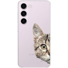 PrintiFy Samsung Galaxy S24 Uyumlu Kamera Korumalı Kapak Catface Tasarımlı Şeffaf Kılıf