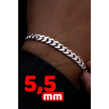 Osmanlı Gümüş Erkek Gümüş Bileklik - 5.5 mm Gümüş Gurmet Model Erkek Bileklik