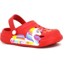 Calx Kız Çocuk Unicorn Figürlü Kaydırmaz Rahat Tabanlı Havuz-Plaj-Tatil-Bahçe Cross Terlik Sandalet