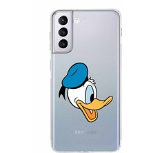 PrintiFy Samsung Galaxy S21 Plus Kamera Korumalı Kapak Donald Duck Tasarımlı Şeffaf Kılıf