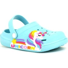 Calx Kız Çocuk Unicorn Figürlü Kaydırmaz Rahat Tabanlı Havuz-Plaj-Tatil-Bahçe Cross Terlik Sandalet