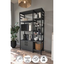 Tekno Trust 2 Yıl Mutfak Standı 2 Kapaklı 8 Raflı Kahve Köşesi Mutfak Rafı Mutfak Bangosu Antrasit Gri Suntalam