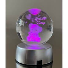 Keyfim Shop Ayıcık Temalı 3D Renkli Işıklı Cam Küre