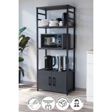 Tekno Trust 2 Yıl Mutfak Standı 2 Kapaklı 4 Raflı Kahve Köşesi Mutfak Rafı Mutfak Bangosu Antrasit Suntalam Mod