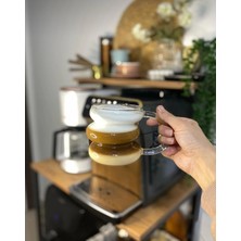 Tekno Trust Isıya Dayanıklı Isıya Dayanıklı Kulplu Asimetrik Şerit Dev Bardak Kahve Sunum Kokteyl Bardağı Boncu