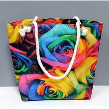 Feryal Gül Desenli Plaj Çantası