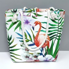 Feryal Flamingo Desenli Plaj Çantası