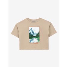 Discovery Expedition Baskılı Bej Kadın T-Shirt D4SG-TST3097