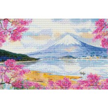 Movas Sanat İlkbaharda Fuji Dağı | Elmas Mozaik Tablo | Mozaik Puzzle | 50x33 | E20201046M