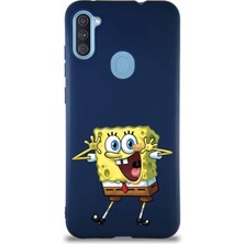 Printify Samsung Galaxy A11 Soft Premier Kapak Sünger Bob Tasarımlı Silikon Kılıf - Lacivert