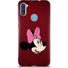 Printify Samsung Galaxy A11 Soft Premier Kapak Minnie Mouse-A Tasarımlı Silikon Kılıf - Mürdüm