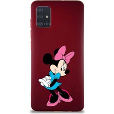 Printify Samsung Galaxy A51 Soft Premier Kapak Minnie Mouse-F Tasarımlı Silikon Kılıf - Mürdüm