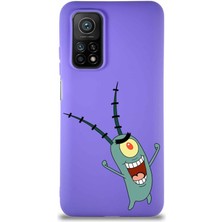 PrintiFy Xiaomi Mi 10T Pro Soft Premier Kapak Plankton Tasarımlı Silikon Kılıf - Mor