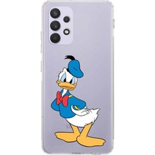 Printify Samsung Galaxy A32 Kamera Korumalı Kapak Donald Duck Tasarımlı Şeffaf Kılıf