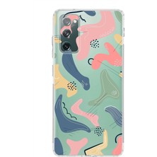 Printify Samsung Galaxy S20 Fe Uyumlu Kamera Korumalı Kapak Abstract Tasarımlı Şeffaf Kılıf