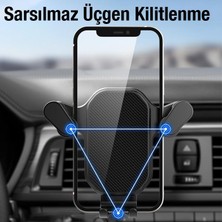 Polham Araç Içi Havalandırma Girişli Universal Telefon Tutucu, Üçgen Tasarımlı Kilit Sistemli Titremez Tutucu