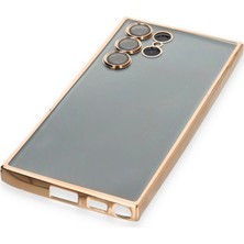 Newface Samsung Galaxy S22 Ultra Kılıf Razer Lensli Silikon - Gold 109008