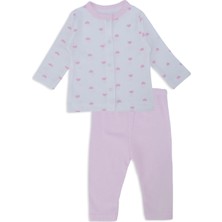 Bebelop Kız Bebek Minik Kalpler Raporlu 2'Li Alt Üst Eşofman Takımı