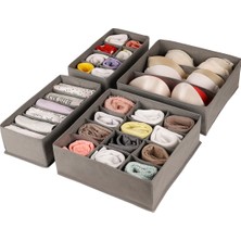 Tekno Trust Çekmece Içi 4'lü Gri Çocuk Odası Dolap Çekmece Içi Çamaşır Çorap Düzenleyici Petek Akordiyon Organi